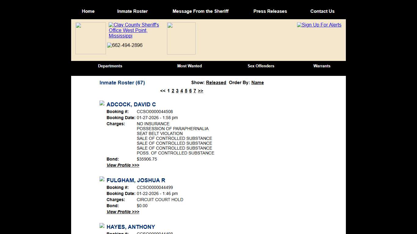 Inmate Roster - Current Inmates Booking Date Descending - Clay County Sheriff's Office